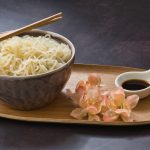 Shirataki konjac noodle. Japanese traditional oriental style food.